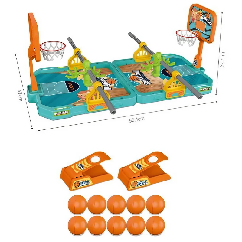 Basketball Tabletop Action Game 2 In 1 For 2 Players Includes 10 Balls , 2 Launchers , 2 Tables (115-3)